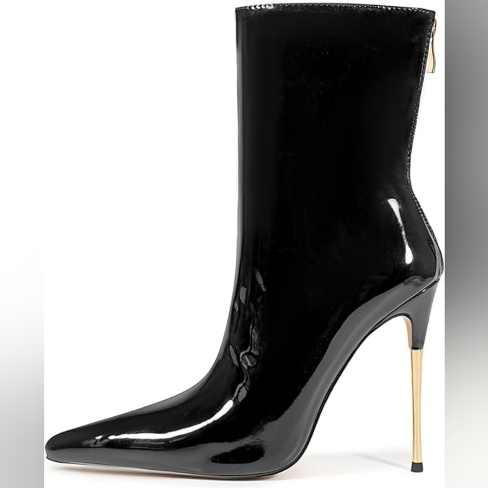 Black Stiletto heel Ankle Boots for women,Thin heels height 4.72" Brand New!